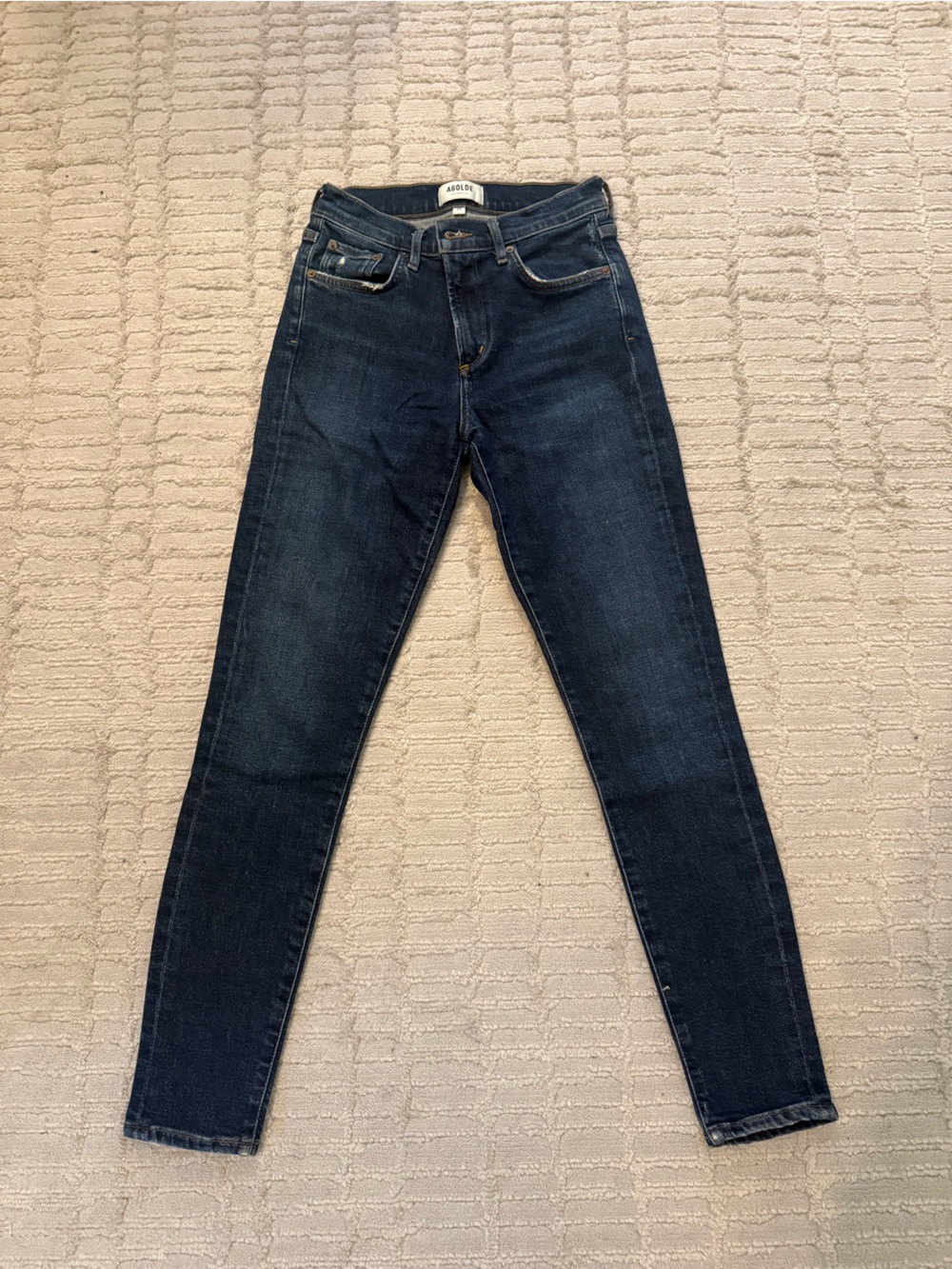 AGOLDE Criss Cross Straight Jean Women's Skinny Jeans Waist 24 in Blue